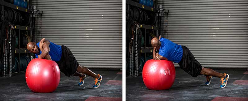 lateral rolling plank on ball