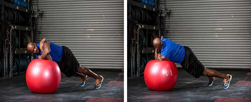 lateral rolling plank on ball
